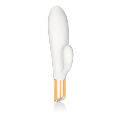 white and gold dual vibrating massager from sex shop online