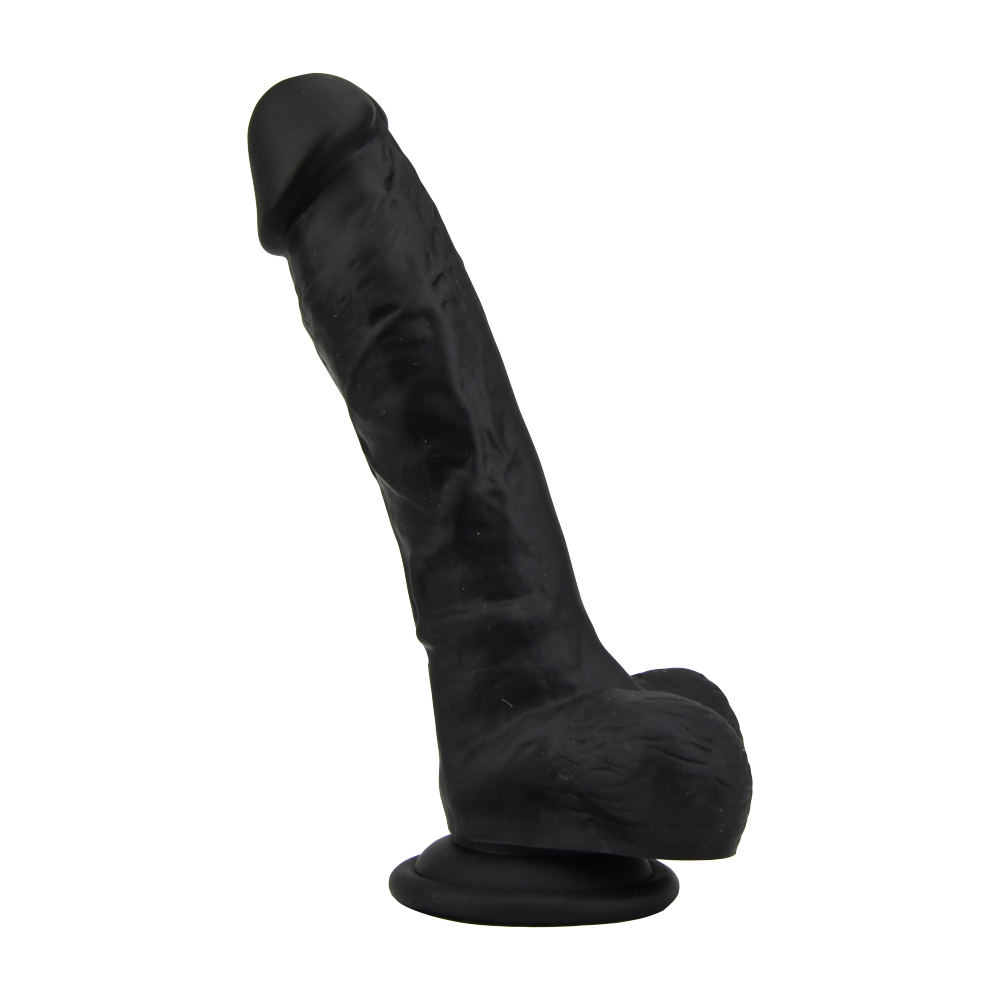Loving Joy 8 Inch Realistic Silicone Dildo with Suction Cup and Balls Black - Image 4