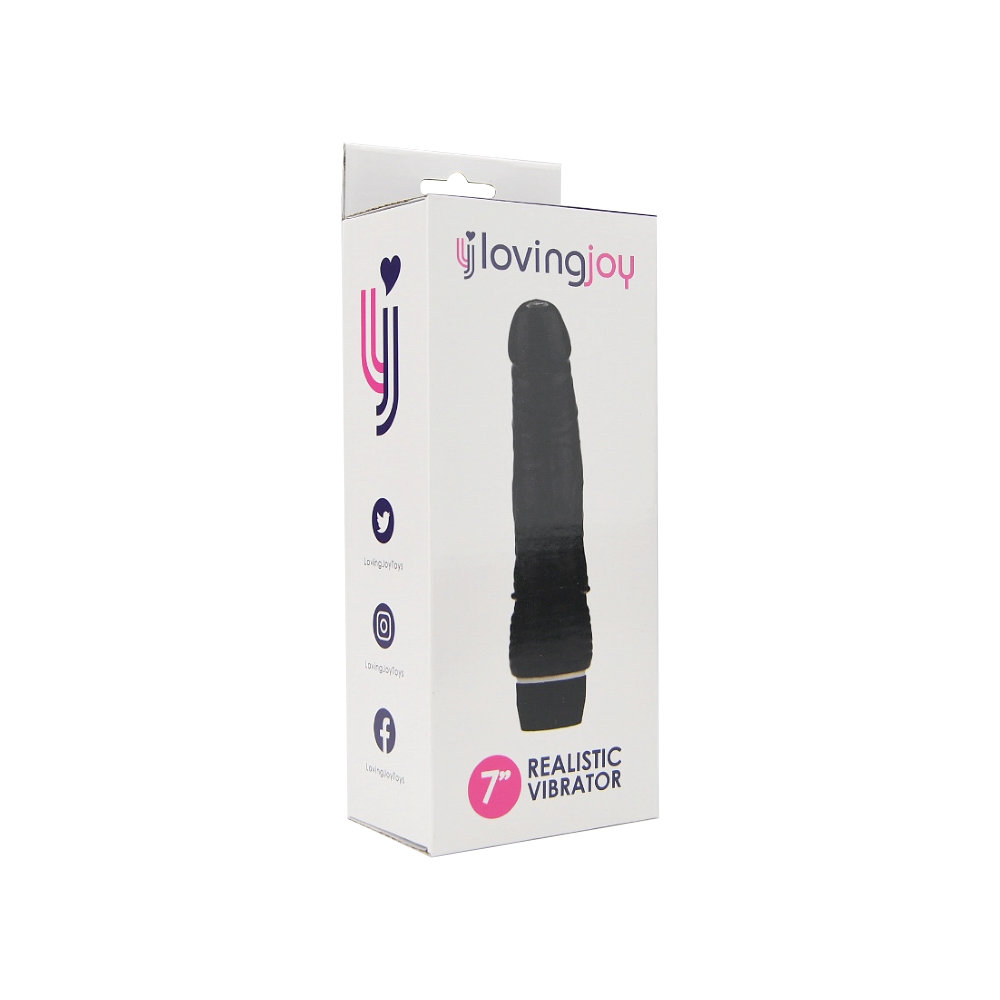 Loving Joy 7 inch Realistic Vibrator Black - Image 8