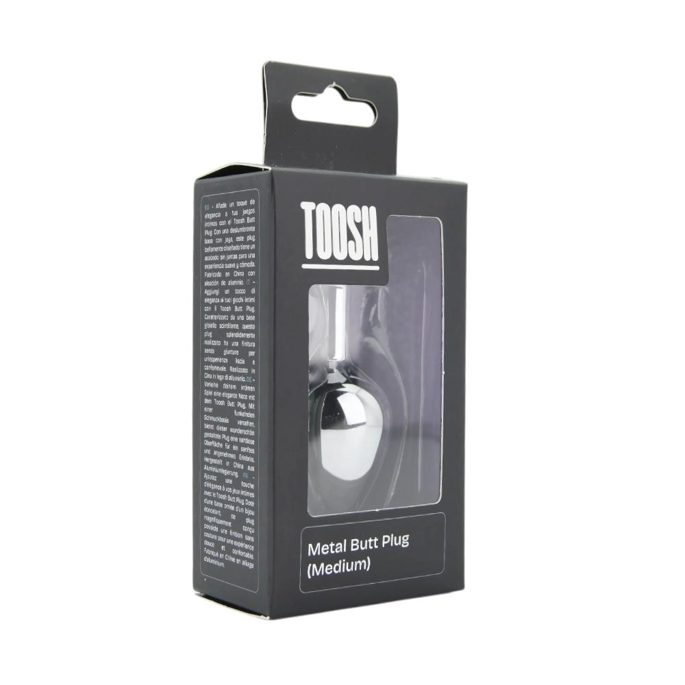 Toosh Silver Metal Butt Plug Medium Clear Stone - Image 7