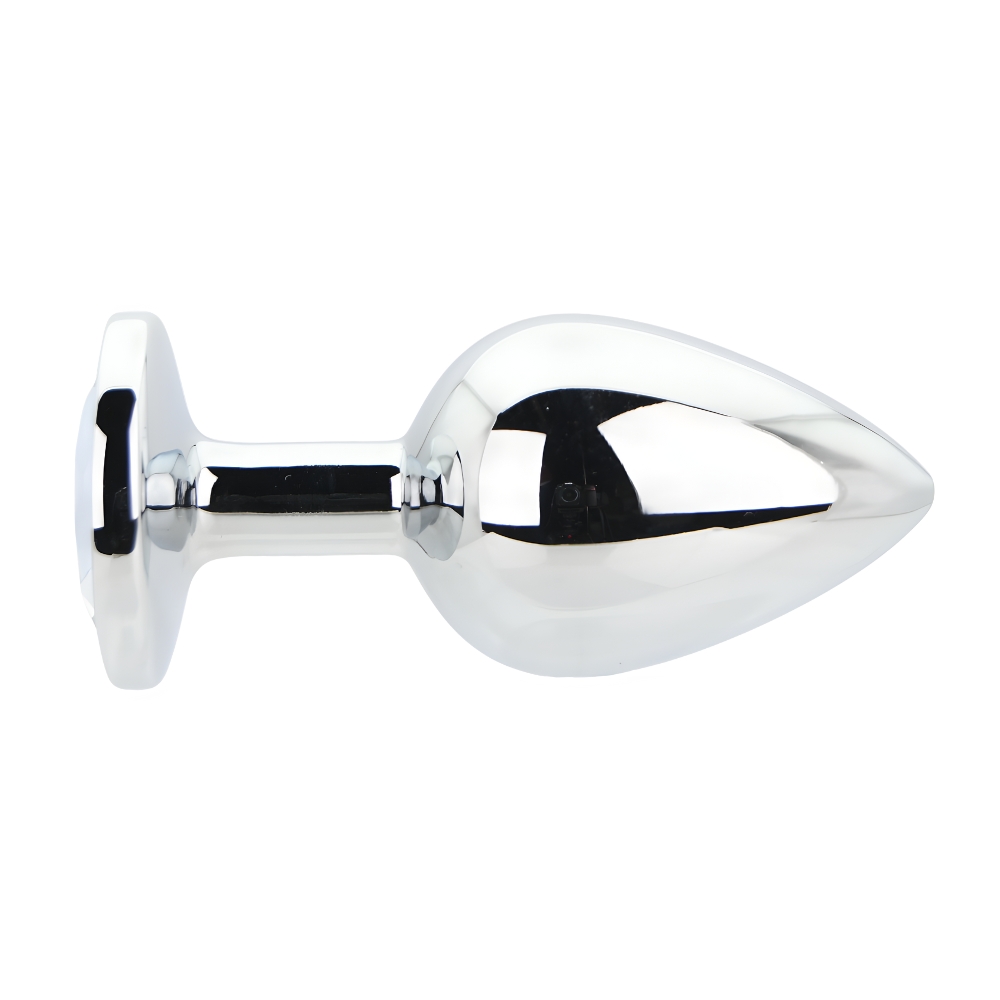 Toosh Silver Metal Butt Plug Large Clear Stone - Image 2