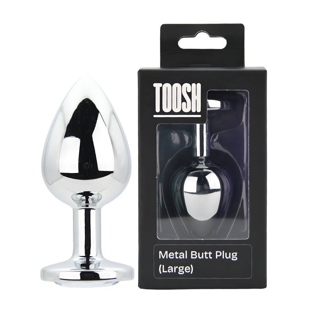 Toosh Silver Metal Butt Plug Large Clear Stone - Image 10