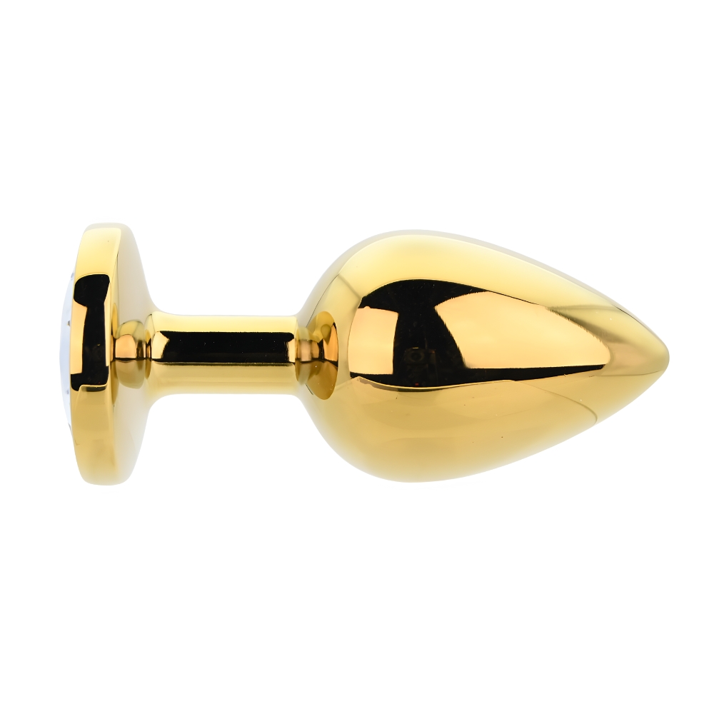 Toosh Gold Metal Butt Plug Large Clear Stone - Image 2