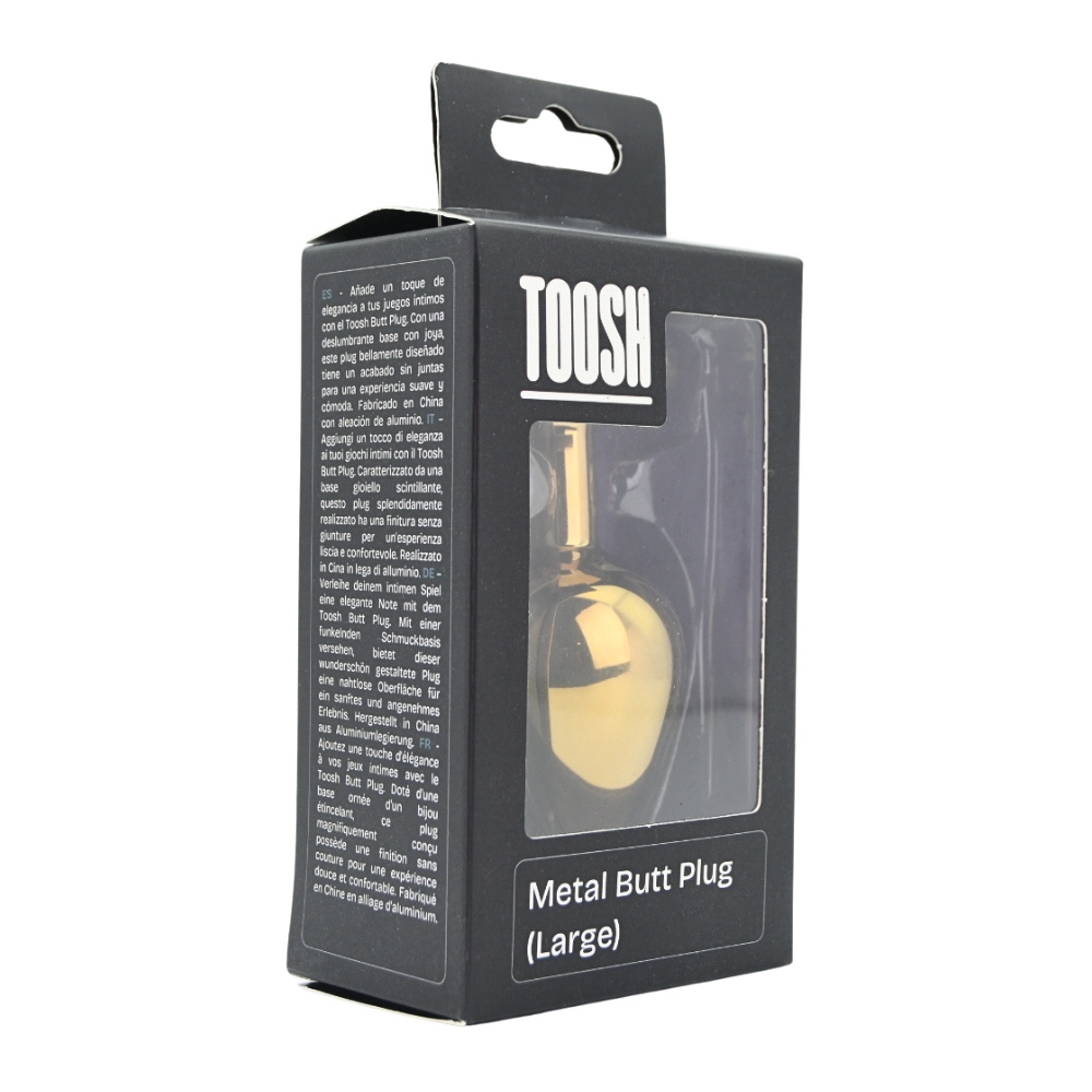 Toosh Gold Metal Butt Plug Large Clear Stone - Image 8