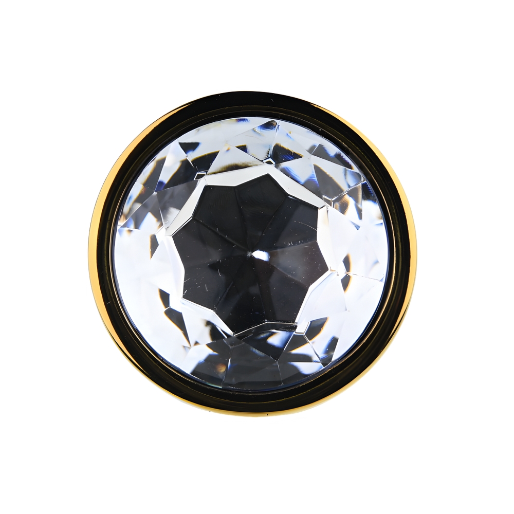 Toosh Gold Metal Butt Plug Large Clear Stone - Image 5