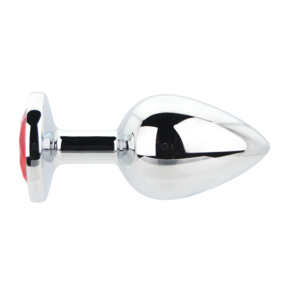 Toosh Silver Metal Butt Plug Large Red Stone - Image 2