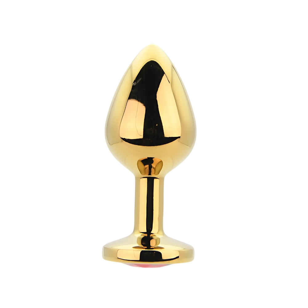 Toosh Gold Metal Butt Plug Medium Red Stone