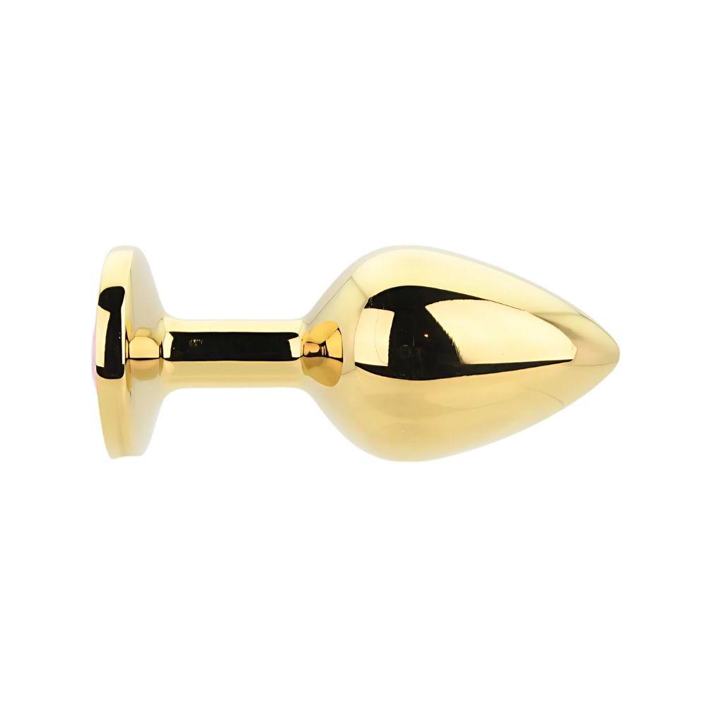 Toosh Gold Metal Butt Plug Medium Pink Stone - Image 2