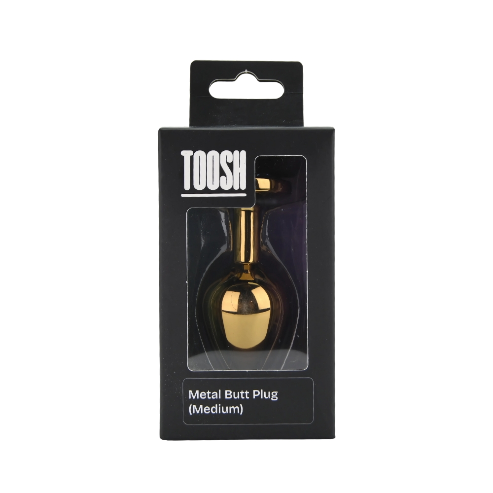 Toosh Gold Metal Butt Plug Medium Pink Stone - Image 7
