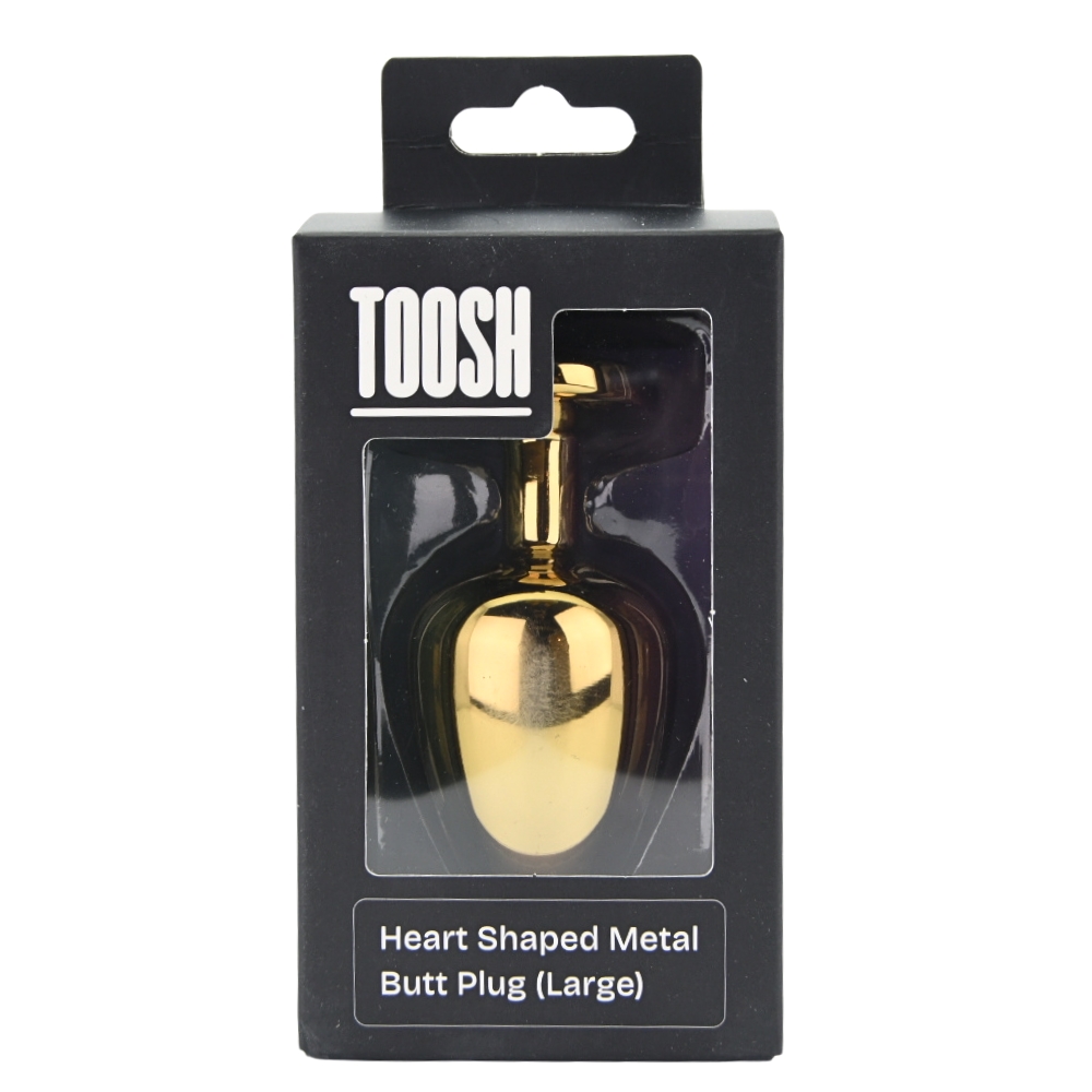 Toosh Heart Shaped Gold Butt Plug with Red Stone Large - Image 6