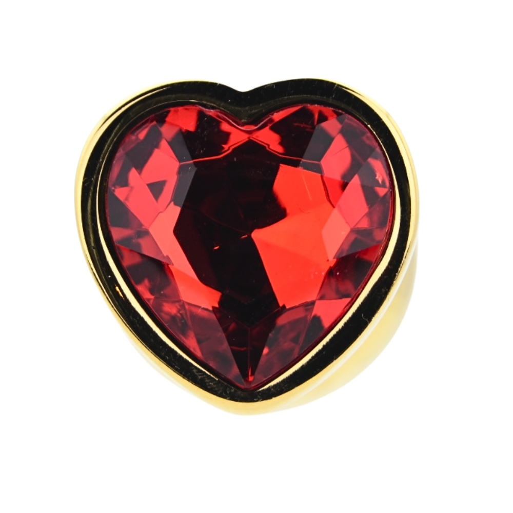 Toosh Heart Shaped Gold Butt Plug with Red Stone Large - Image 5