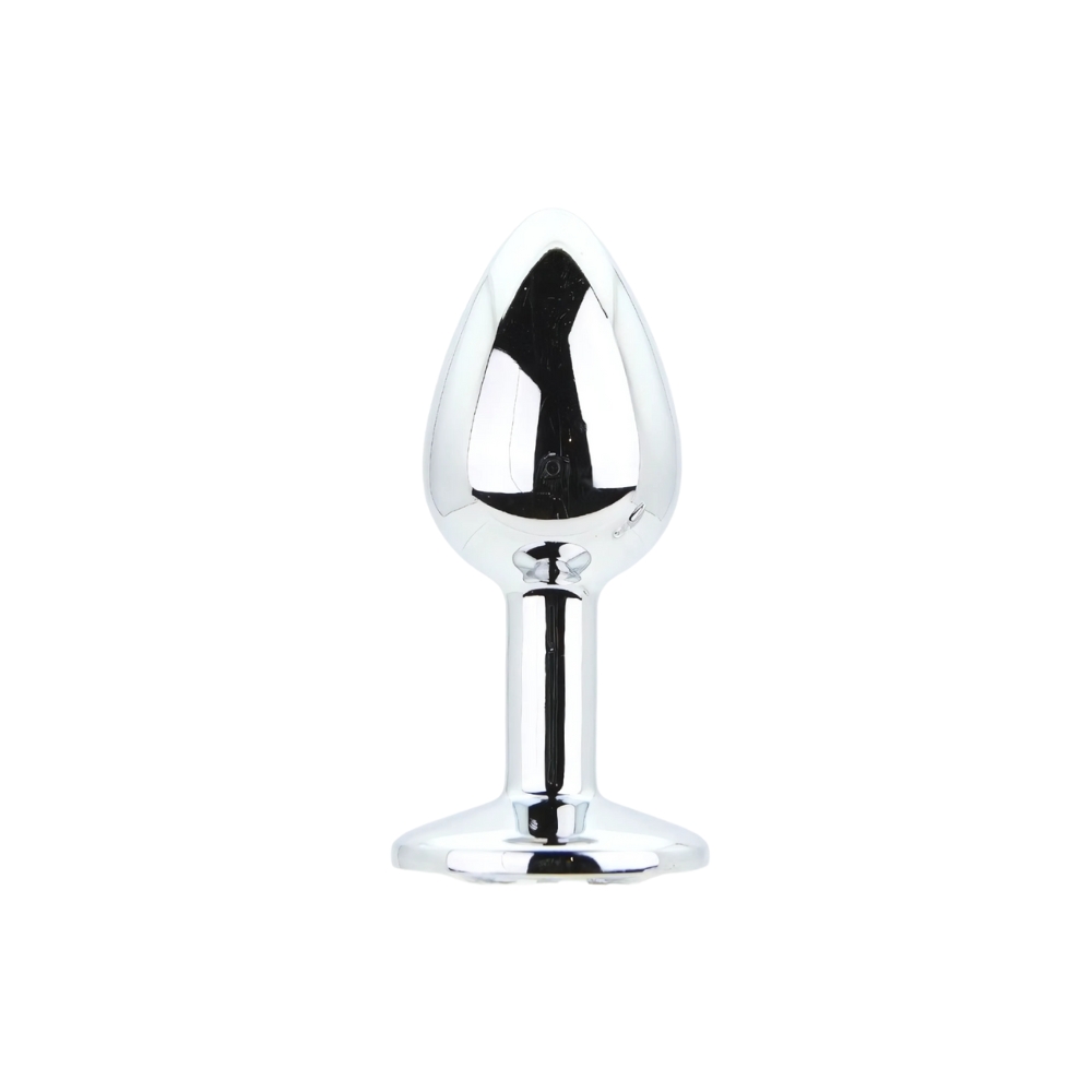 Toosh Metal Butt Plug Silver Set of 3 Clear Stone - Image 7