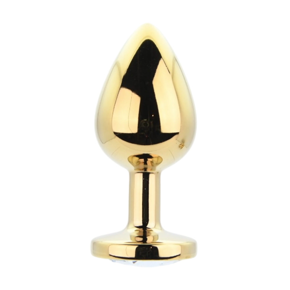 Toosh Metal Butt Plug Gold Set of 3 Clear Stone - Image 3