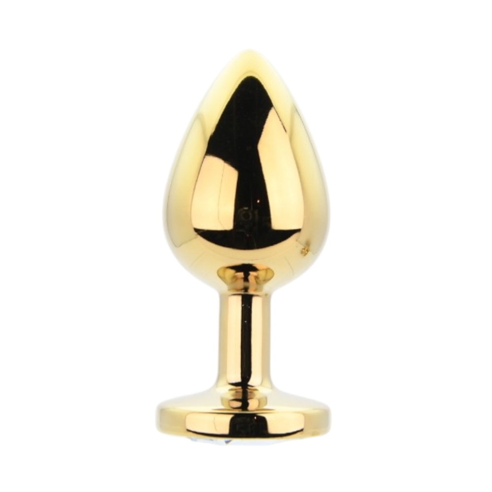 Toosh Metal Butt Plug Gold Set of 3 Clear Stone - Image 4