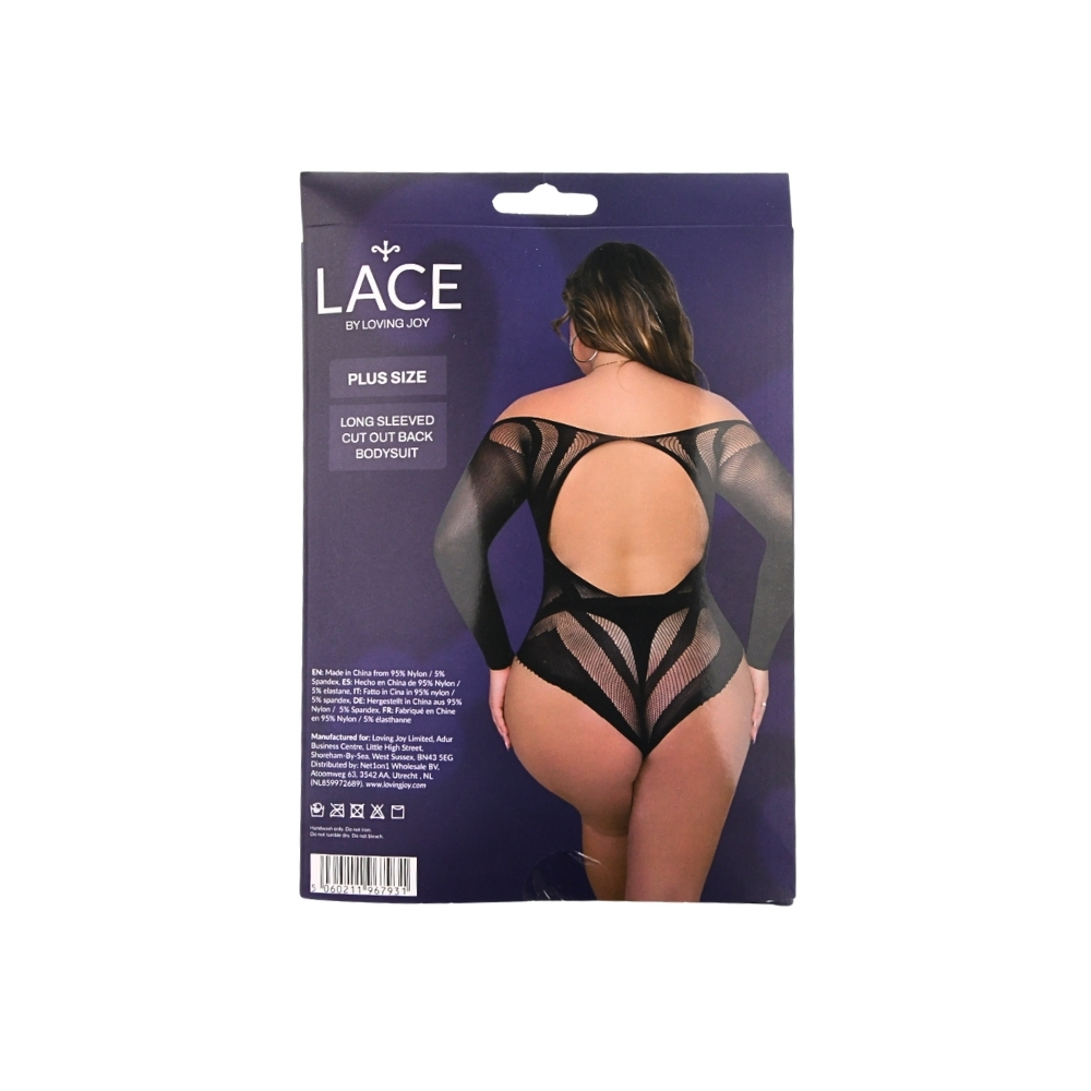 Lace by LJ Plus Size Long Sleeved Cut Out Back Bodysuit - Image 8