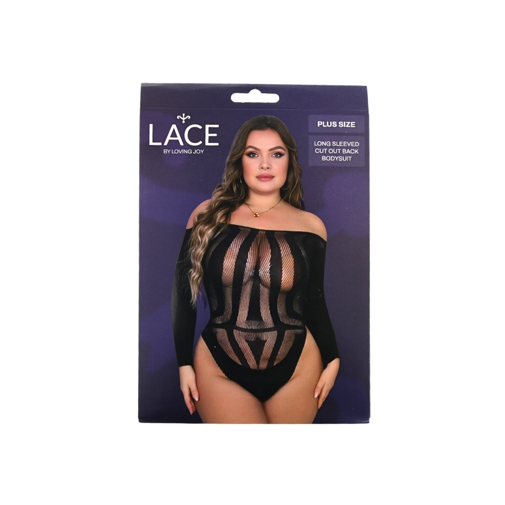 Lace by LJ Plus Size Long Sleeved Cut Out Back Bodysuit - Image 7