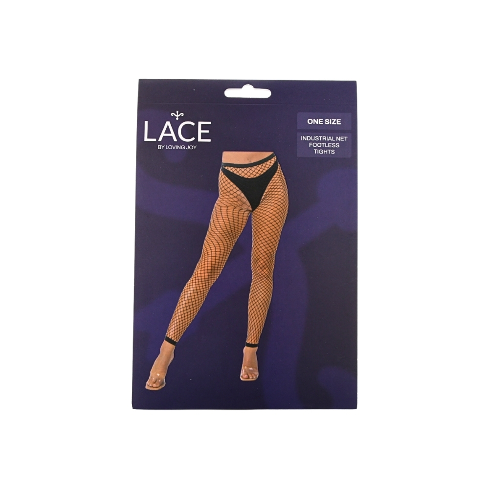 Lace by LJ One Size Industrial Net Footless Tights Black - Image 4