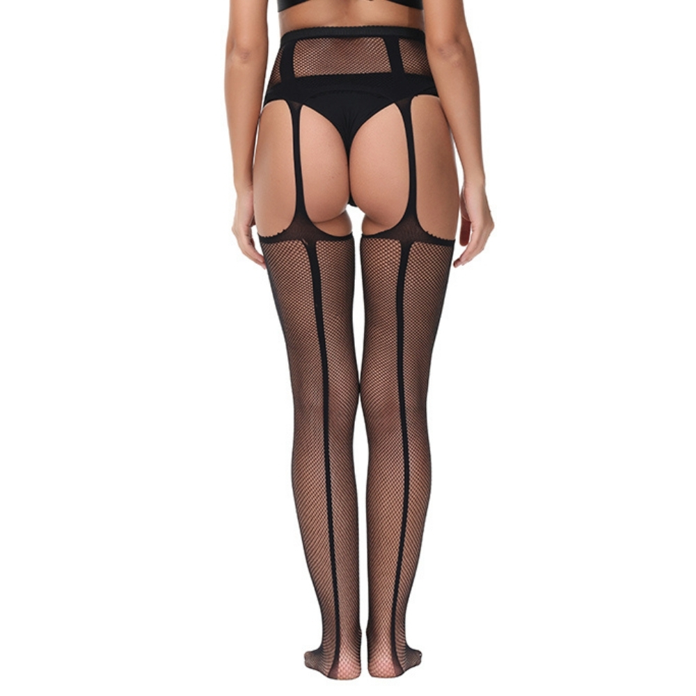 Lace by LJ Lace Up Suspender Tights Black - Image 5