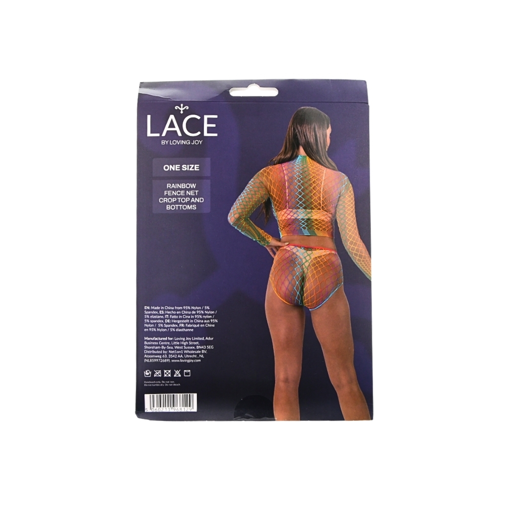 Lace by LJ Rainbow Fence Net Crop Top and Bottoms - Image 6