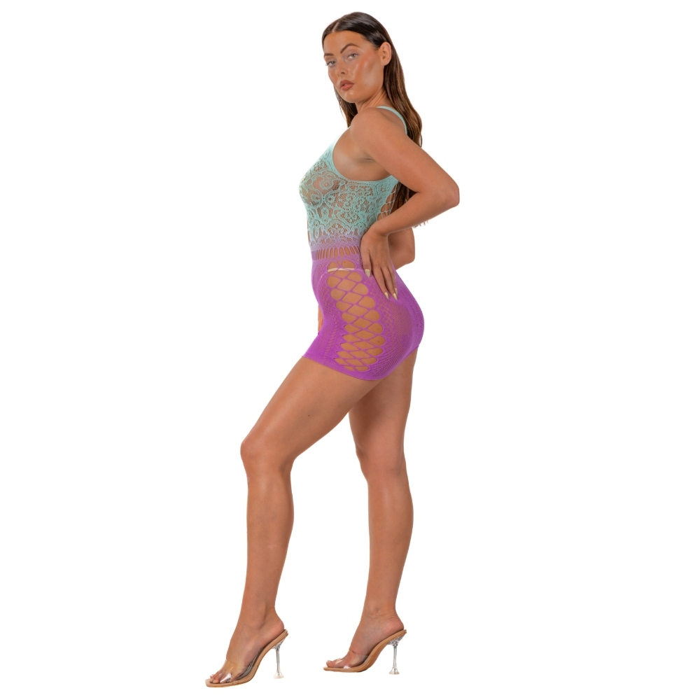 Lace by LJ Ombre Faux Lace Up Mini Dress - Image 4