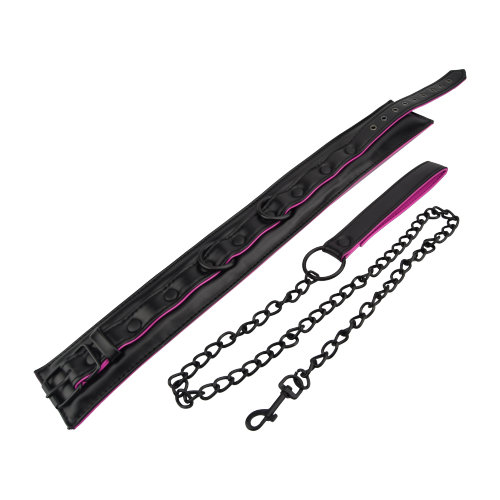 Bound to Please Pink & Black Bondage Collar & Leash - Image 2