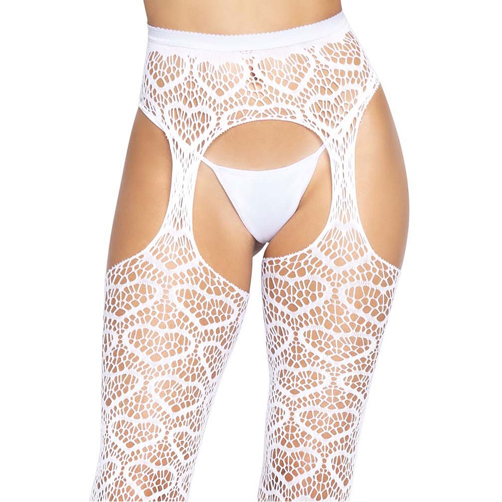 Leg Avenue Heart Net Suspender Tights White - Image 6