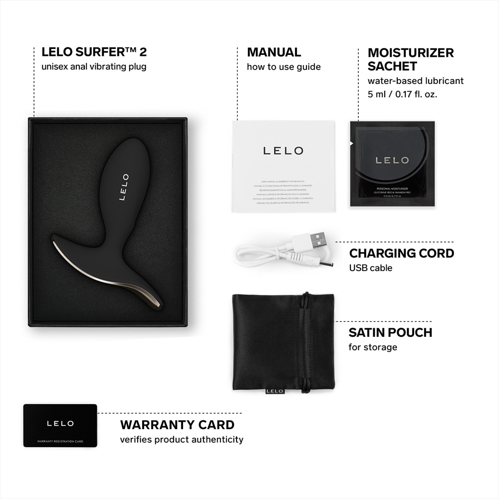 LELO Surfer 2 Unisex Anal Vibrating Plug Black - Image 6