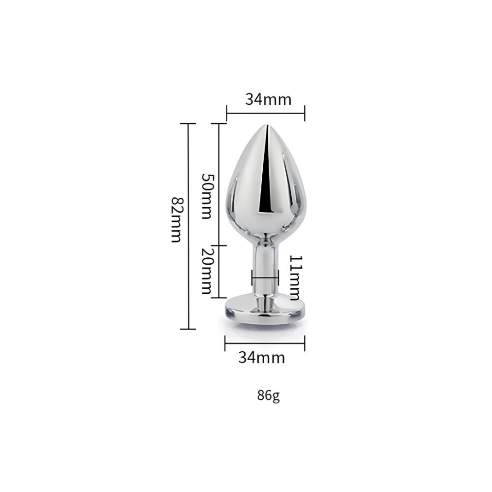 Toosh Silver Metal Butt Plug Medium Clear Stone - Image 5